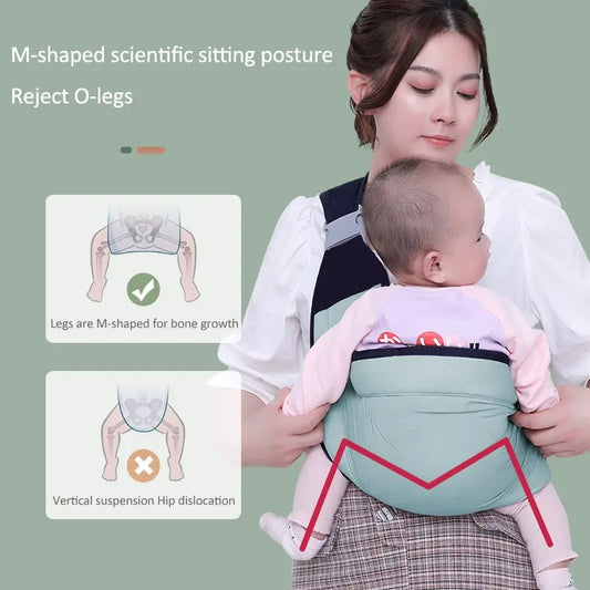 Green 1 Pcs Baby Sling Ergonomic Safe And Secure M Position Comfortable Babywearing Carrier