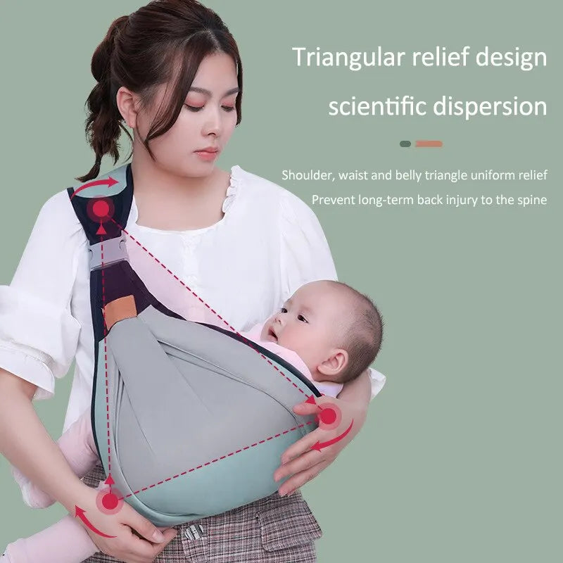 Green 1 Pcs Baby Sling Ergonomic Safe And Secure M Position Comfortable Babywearing Carrier